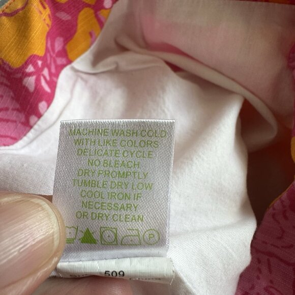 Lilly Pulitzer Skirt 6 Pink/Orange Cotton Elephant Hibiscus 18" Grannycore Beach - Picture 12 of 13